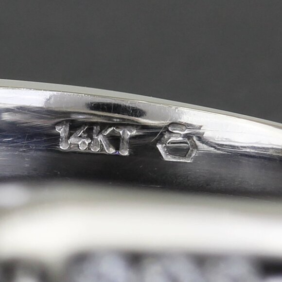 14K White Gold Diamond 3-Stone Bridal Wedding Ring - Picture 5 of 6